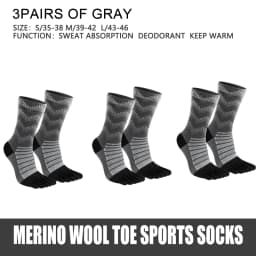 WRELS 1/3 Pairs Merino Wool Thermal Socks Men Moisture Wicking Thicken Warm Ski Hiking Cushioning Compression Sports Toe Socks