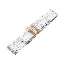 60cm Elastic Sequin Stretch Belt Gold Buckle Disc Eye Catching Shinny Waistband Versatile Professional Women's Belt Dresses