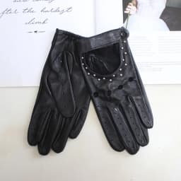 New Women's Sheepskin Gloves Thin Unlined Rivet Style Colored Driving Leather Gloves