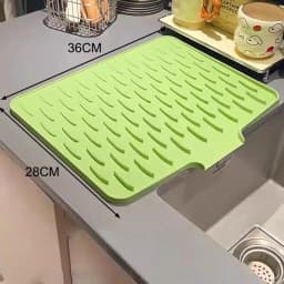 【Silicone Dish Drying Mat With Tilted Design Efficient Water Drainage Heat Resistant Non-Slip Kitchen Counter Protector】