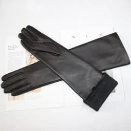 New women's long sheepskin gloves Classic solid color at elbow Versatile windproof warm fleece driving leather gloves