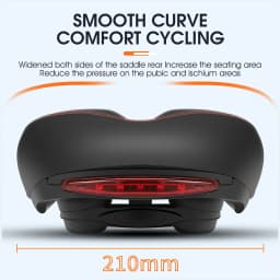 WEST BIKING Bicycle Saddle with Taillight Breathable Shock Absorption Waterproof PU Leather Bike Seat Cushion for MTB Road Bike