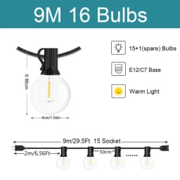 G40 String Lights Outdoor LED Festoon Fairy Patio Rope Garland Lamp Wedding Street Camping Garden Party Decoration Lights