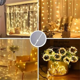 3/6m Curtain LED String Lights Garland Battery Power Festoon 8 Modes Fairy Garland Lights Christmas Decoration for Bedroom Home