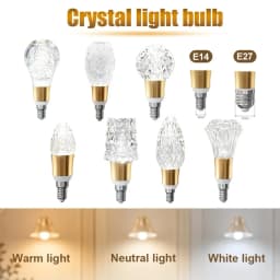 E27/E14 Acrylic Crystal Decorative LED Bulb High CRI Ra97+ 3000K 4000K 6000K for Corridor Balcony Study Cabinet Indoor Lighting