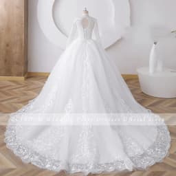 Customized Muslim High-Neck Appliques Long Sleeves Wedding Dress 2026 Ball Gown Floor Length Sweep Train Exquisite Bridal Gown