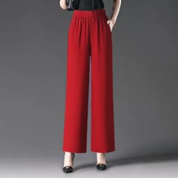 Summer Thin High Waist Draped Wide Leg Pants Women's Pleated Linen Straight Cut Loose Fit Nine Points Slimming Trousers