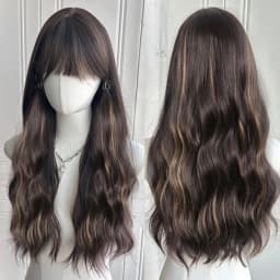 OLACARE Long Body Wave Black Brown Purple Cosplay Wigs Heat Resistant Synthetic Wigs Middle Part Natural Lolita LM Wigs Women