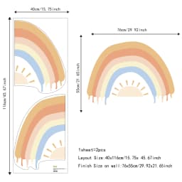 Cartoon Boho Rainbow Wall Sticker Wall Decals Home Decorations Color Mural Sticker Baby Living Bedroom Ornament Home Wallpaper