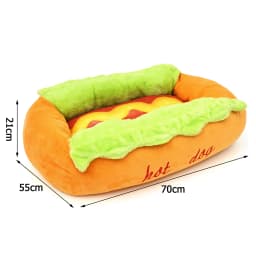 Hot Dog Design Pet Bed Soft Plush Dog Cat Sleeping Mat Removable Washable Pet Bun Sofa Bed