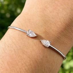 COSYA 2CT Pear Moissanite Open Bangles Bracelet for Women S925 Silver 18K Gold Plated WaterDrop 2 Stone Adjustable Fine Jewelry