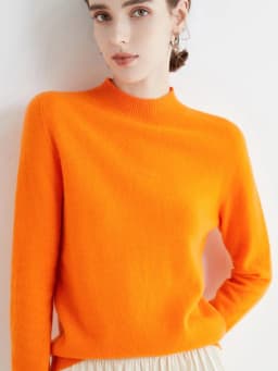 First-Line Seamless Women's Half-Turtleneck 100% Pure Wool Sweater Solid Color Long Sleeve Pullover Knitted Bottoming Sweater