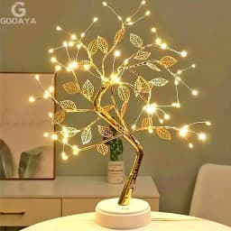 LED Golden Leaf Table Lamp Christmas Tree Fairy Light Night Lights Home DIY Party Wedding Bedroom Decoration Mother's Day Gift