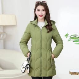 Autumn Winter Warm Thin Jacket Long-sleeved Jacket Parkas Hooded Middle age Women Cotton-padded Tops Mother Female Overcoat
