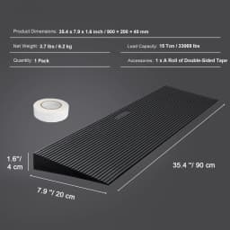 SucceBuy 1.2 " Rise Threshold Ramp Cuttable Natural Rubber Wheelchair Ramp Scooter with Double-Sided Tape for Doorways Driveways