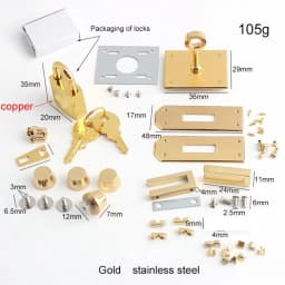 1-5Sets Gold,Silver Stainless Steel Rectangle Eyelets Hanger Clasp Locks For Women DIY Handbags Shoulder Purse Bags Accessories