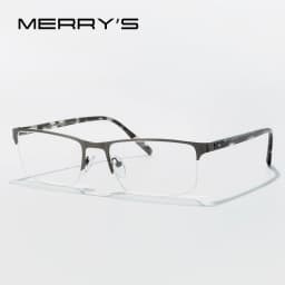 MERRYS DESIGN Titanium Alloy Glasses Frame For Men Women Square Half Frame Acetate Legs Myopia Prescription Eyeglasses S2612