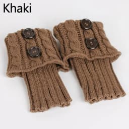 Button Cable Knit Wool Ankle Leg Warmers Women Short Foot Covers Cozy Winter Boot Socks Toppers Autumn Knitted Accessories
