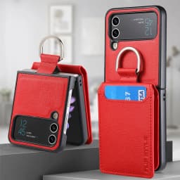 Vertical Cards Solt Magnetic Wallet Ring Holder Leather Case for Samsung Galaxy Z Flip 8 7 FE 6 5 4 Flip4 5G Zflip4 Stand Cover