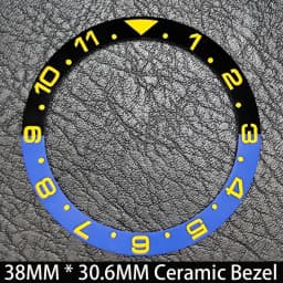 Sloping 38mm * 30.6mm Ceramic/Aluminum Blue Luminous Bezel GMT and Diving Watch Insert Fit for 40mm Watch Case Replacement Watch