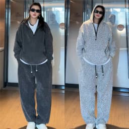 Silver Thread Sportswear Set for Men And Women Casual Sweatshirt Wide Leg Pants Autumn New Style Long Sleeve Polyester Fiber