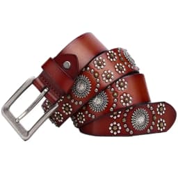 3.8CM Punk High Quality Men Belt Cowskin Genuine Leather Luxury Brand Pin Buckle Belt Metal Big Rivet Waist Jeans Strap