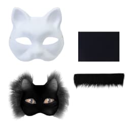 3Pcs/set DIY Handmade Graffiti Half Face Mask Therian Mask Kit Blank Mask Half Face Hand Drawn Animal Cat Fox Mask Party Gifts