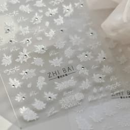 1pcs 5D Diamond Japanese White Lace Bow Nail Art Stickers Pearl Rhinestones Nail Decoration Adhesive Decals Slider DIY Accessory
