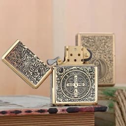 ZORRO 912 912S Retro High End Heavy Armor Brass Titanium Windproof Kerosene Lighter 3/5 Hinge Metal Gasoline Lighter Men's Gift