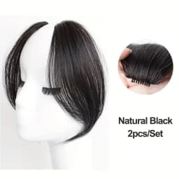 Invisible Synthetic Side Bangs Clip In Extension 2Pcs/Set Middle Part Bangs With Easy BB Clip-In Side Fringe Fits All Hair Types