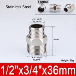 1-10pcs Nipple Connector 1/8"1/4"3/8" 1/2" 3/4"1" Stainless Steel Double Male Thread Equal/Reducing Connector Length 30-100mm