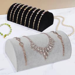 1 Piece, Flannel Half-Round Pillow Necklace Display Stand for Necklace and Bracelet Display and Storage
