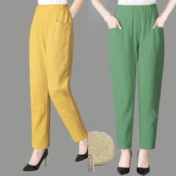 Large Size Korean Casual Thin Cotton Linen Pants Women Spring Summer Elastic Waist Ankle-Length Pants Woman Harem Trousers