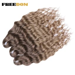FREEDOM Synthetic Braiding Hair Extensions Deep Wavy 24 inch Long Curly Braids Hair Ombre Brown Rainbow Twist Crochet Hair