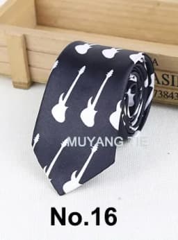 Classic Musical Notes Tie Neck Mens Skinny 5cm Zipper Neckties Red Black Blue White Color Slim Narrow Entertainment Party
