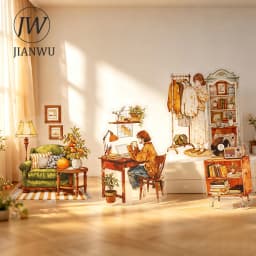 JIANWU Vintage Life Flower Character Landscape Material Collage Scrapbooking PET Sticker Creative DIY Journal Stationery