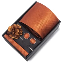 2025 New Design Brand 8 cm Blue Striped Tie Handkerchief Cufflink Brooch Set Man Gift Box Wedding Gift Fit Formal Party