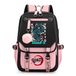 Kids Anime School Backpack Demon Slayer Pattern Casual Daypack for Girls Students Book Bag
