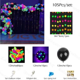 1Set Neon Balloons Neon Glow UV Glow Balloons Garland Arch Kit Fluorescent Globos Blacklight Birthday Party Decor Baby Shower