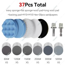 Car Detailing Polishing Disc Waxing Sponge Pad Kit With M10 Drill Adapter Sanding Sandpaper For Polisher Headlight Restoration