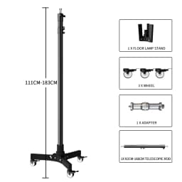 Metal Tripod Light Stand Floor-Mounted Pulley Movement Foldable Photography Fill Spot Light Softbox Photo Studio Wheels Base