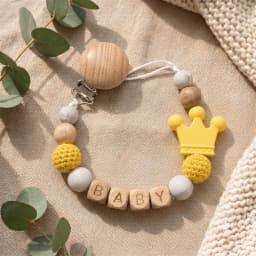 2026 Personalized Baby Pacifier Clip Custom Name Wooden Dummy Chain Silicone Teether Holder BPA Free Baby Shower Gift