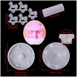 DIY Resin Mold 3D Carousel Horse Rotating Music Box Silicone Resin Epoxy Casting Mould Jewelry Box for DIY Craft Home Ornament