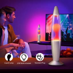 16 Inch Lava Lamp with 25W Bulb, Silver BaseLiquid Motion Lamp, Orange Wax Purple Liquid Magma Lamp, Standard Plug Vintage Decorative Night Light for Bedroom Office Gift