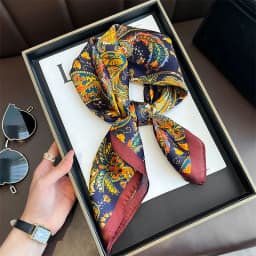 2025 New Yellow Lemon Print Square Silk Scarf for Women 70*70cm Neck Ties Fashion Decorate Neckerchief Female Hijab Bag Ribbions