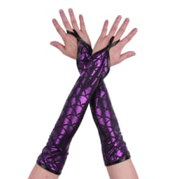 Women Mermaid Fish Scale Pattern Printed Long Hook Finger Gloves Fingerless Arm Sleeves Adult Halloween Cosplay Costume Accessor