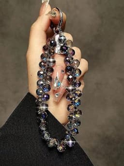 Luxurious Sparkling Diamond Crystal Pearl Wrist Strap, Portable Chain, Phone Charm Clip for Universal Use on Mobile Phone