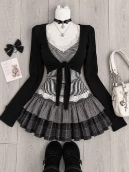 Women's Y2K Vintage Lace Patchwork Dress Two Piece Set Summer Elegant Retro Cardigan + Sweet Fashion Sleeveless Slim Mini Dress
