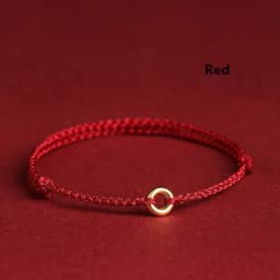 Hand Braided Red Rope Bracelet Copper Lucky Bead Hand Rope Couple Bracelet Simple Buckle Ethnic Original Female Accessory