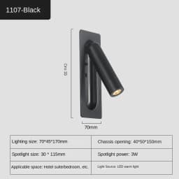 Indoor Wall Lamp with USB Charging Bedroom Decoration and Reading Lighting 3W 85-265V Hotel Headboard LED Embedded Wall Lamp